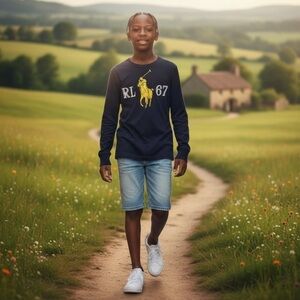 Polo by RL Navy Blue Kids Shirt with Yellow Logo